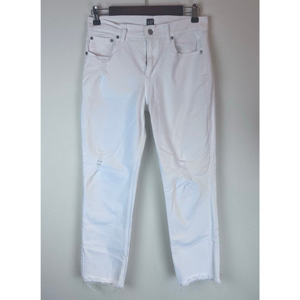 GAP DENIM the Best Girlfriend High Rise Raw Hem White Skinny Jean Womens Size 26